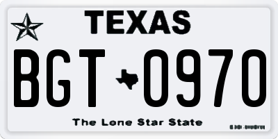 TX license plate BGT0970