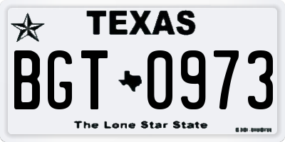 TX license plate BGT0973