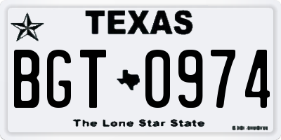 TX license plate BGT0974