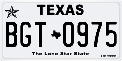 TX license plate BGT0975