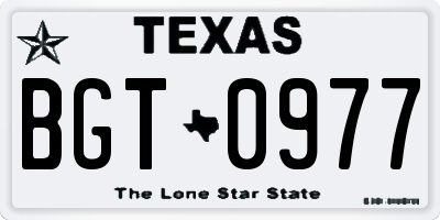 TX license plate BGT0977