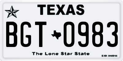 TX license plate BGT0983