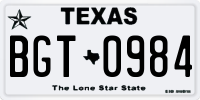 TX license plate BGT0984