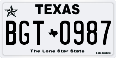 TX license plate BGT0987