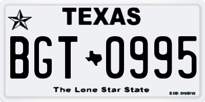 TX license plate BGT0995