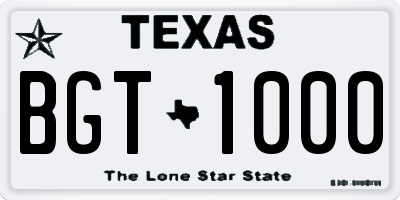 TX license plate BGT1000