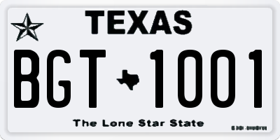 TX license plate BGT1001