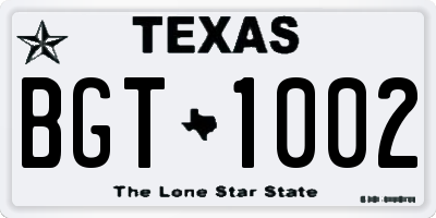 TX license plate BGT1002