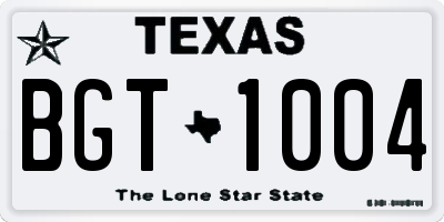 TX license plate BGT1004