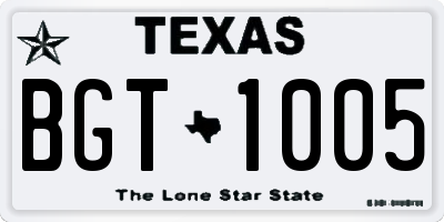 TX license plate BGT1005