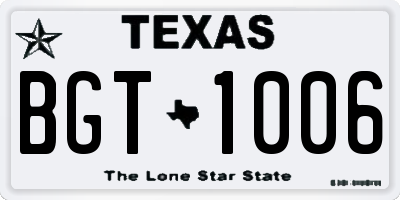 TX license plate BGT1006