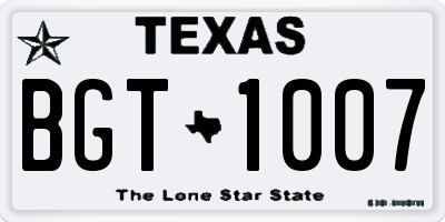 TX license plate BGT1007