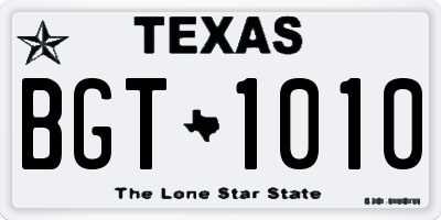TX license plate BGT1010