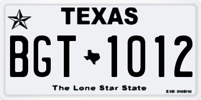 TX license plate BGT1012