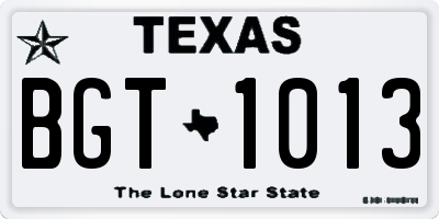 TX license plate BGT1013