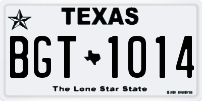 TX license plate BGT1014