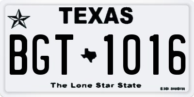 TX license plate BGT1016
