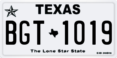 TX license plate BGT1019