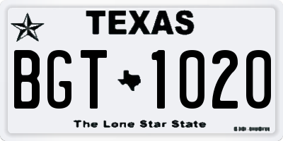 TX license plate BGT1020