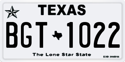 TX license plate BGT1022
