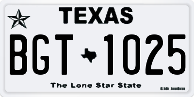 TX license plate BGT1025