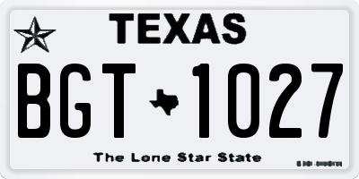 TX license plate BGT1027