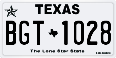 TX license plate BGT1028