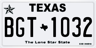 TX license plate BGT1032