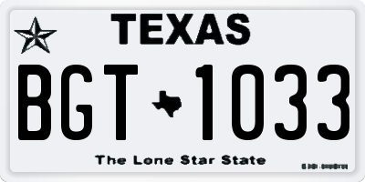 TX license plate BGT1033