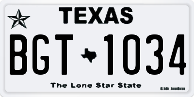 TX license plate BGT1034