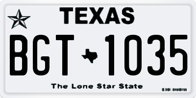 TX license plate BGT1035