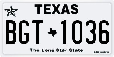 TX license plate BGT1036