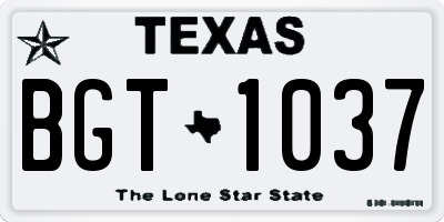 TX license plate BGT1037
