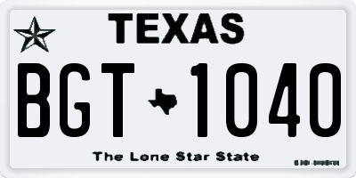 TX license plate BGT1040