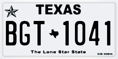 TX license plate BGT1041