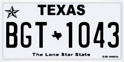 TX license plate BGT1043