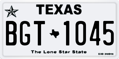 TX license plate BGT1045