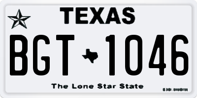 TX license plate BGT1046