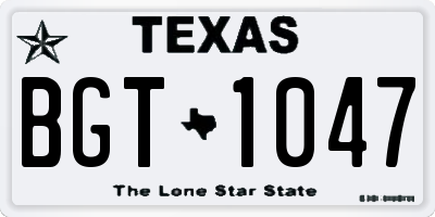 TX license plate BGT1047