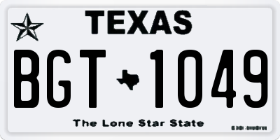 TX license plate BGT1049