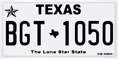 TX license plate BGT1050