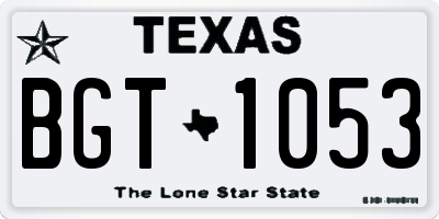 TX license plate BGT1053
