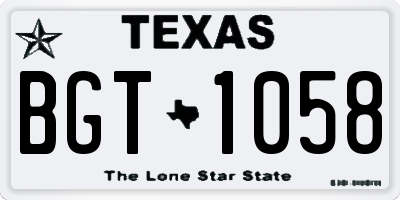 TX license plate BGT1058