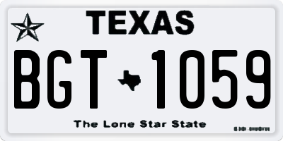 TX license plate BGT1059