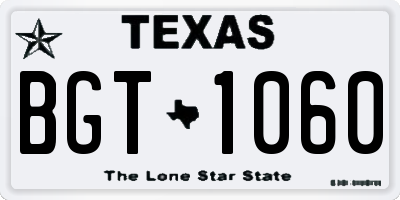 TX license plate BGT1060