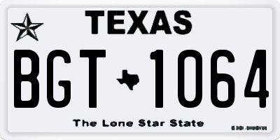TX license plate BGT1064