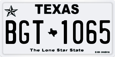 TX license plate BGT1065