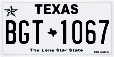 TX license plate BGT1067
