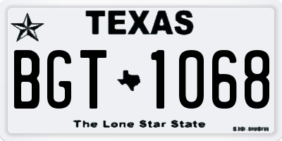TX license plate BGT1068