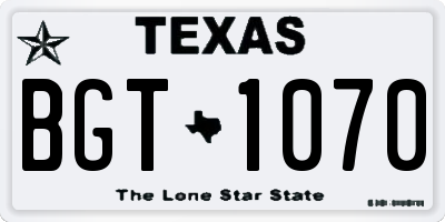 TX license plate BGT1070